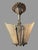 Art Deco Pair Antique Art Deco 2 Light Ceiling Fixtures Amber Glass Slip Shades 1930s For Sale - Image 3 of 12