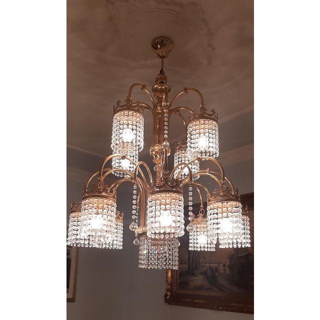 Set of 2 Chandeliers; Majestic and elegant chandelier, GOLD plated and in Crystal, Italian design. (Each chandelier...