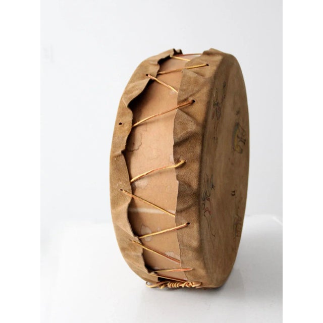 Vintage Hand-Painted Leather Drum For Sale - Image 4 of 8