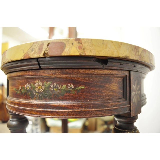 Antique French Louis XVI Style Victorian Oval Marble Top Accent End Side Table For Sale - Image 9 of 12