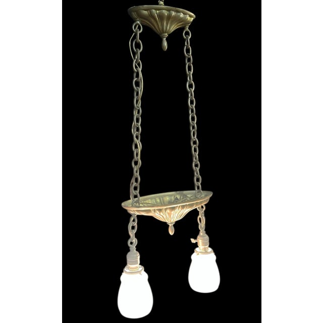 Neoclassical 1910s Two Light Sheffield Chandelier For Sale - Image 3 of 7