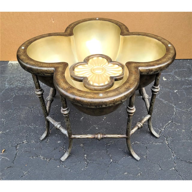 Offering One Of Our Recent Palm Beach Estate Fine Furniture Acquisitions Of A 3 Dimensional Lotus Flower Glass Top Indoor...