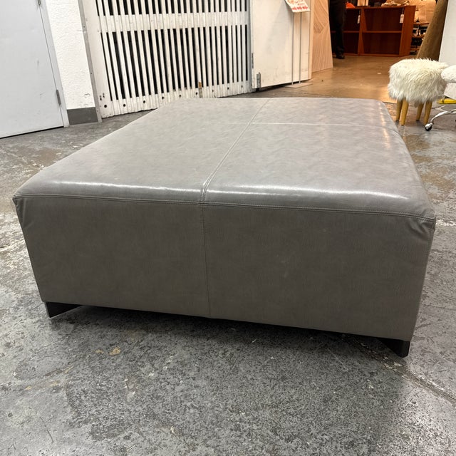 Textile Custom Design Embossed Faux Leather Pattern Ottoman For Sale - Image 7 of 12