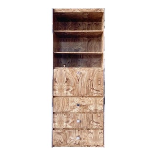 Postmodern Burl Wood Laminate Dry Bar/Bookcase/Etagere For Sale