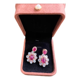Bochic "Orient" Vintage Ruby, Diamonds & Topaz Earrings Set 18K Gold& Silver, A Pair For Sale