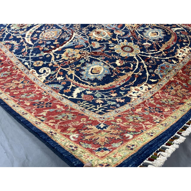 Navy Blue Bijar Persian Style Floral Wool Rug, 8' X 11' For Sale - Image 10 of 14