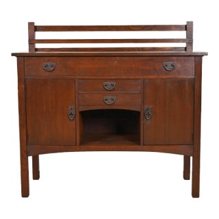 Gustav Stickley Antique Mission Oak Arts & Crafts Sideboard, Restored For Sale