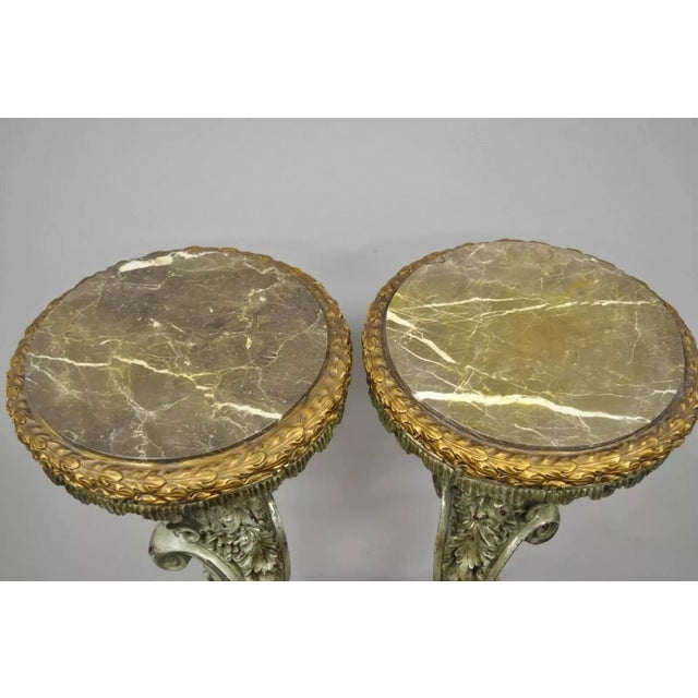 Late 20th Century Late 20th Century Italian Baroque Style Marble Top Figural Bearded Man Pedestal Stands - a Pair For Sale - Image 5 of 11