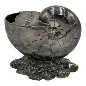 Antique English Nautilus Shell Form Silver Plated Spoon Warmer