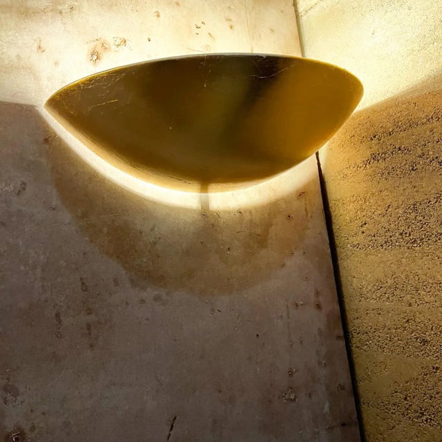 1960s Gold Leaf Demilune Wall Sconce Pair For Sale - Image 10 of 11