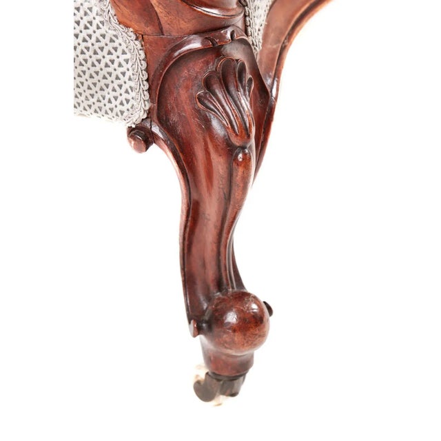 Wood Victorian Carved Walnut Cameo Back Settee For Sale - Image 7 of 11