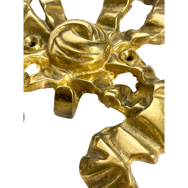 Vintage Hollywood Regency Brass Bow Wall Robe Hat Coat Hook For Sale - Image 6 of 13