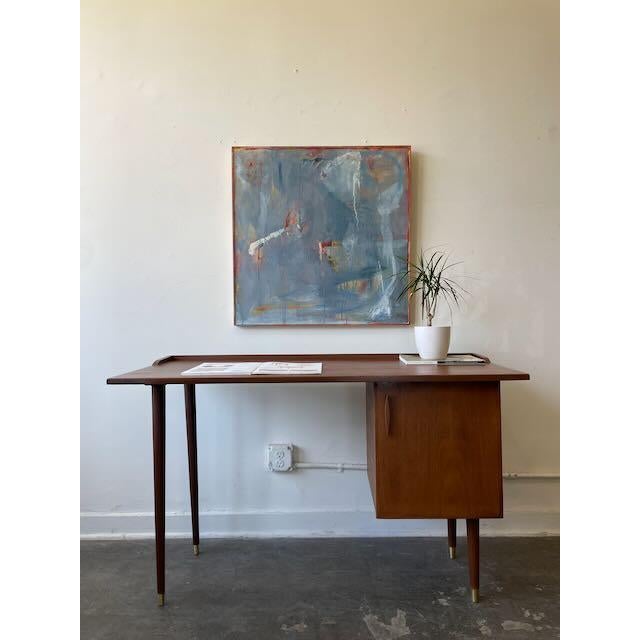 Wood 1960's Restored American Walnut Desk For Sale - Image 7 of 13