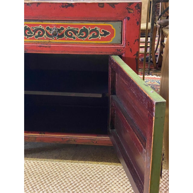Red Painted Chinese Sideboard W 2 Drawers and Doors For Sale - Image 8 of 13