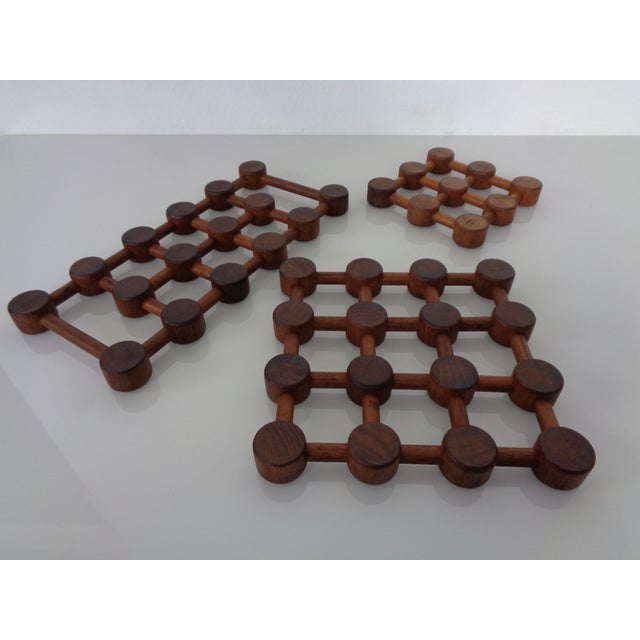 Wood Vintage Danish Teak Coaster by Nissen, 1960s, Set of 3 For Sale - Image 7 of 18