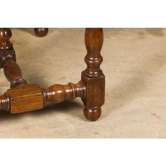18th Century English Oak Side Table with Single Drawer and Turned Base For Sale - Image 4 of 12