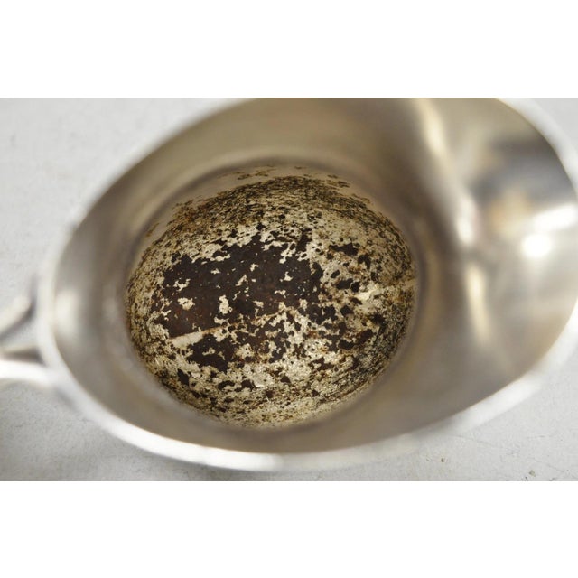 Vintage 1940s Us Navy Reed & Barton Silver Plated Soldered Small Creamer Pitcher For Sale - Image 11 of 14