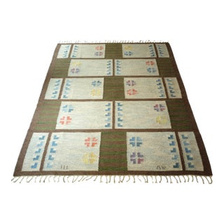 Vintage Kilim Rug Designed by Alice Wallebäck For Sale
