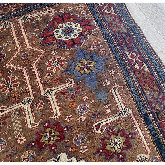 Antique Caucasian Kuba Rug 4.1' X 5.3' (125cm X 161.5cm) 1880s For Sale In New York - Image 6 of 7
