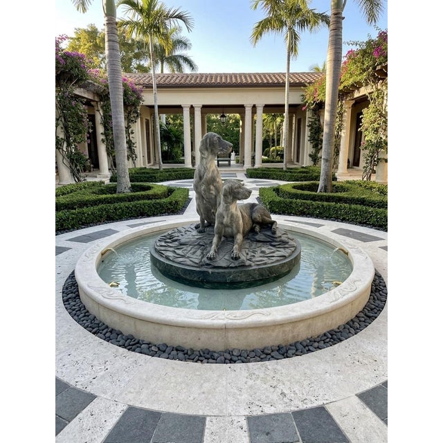 1980s Cast Marble Sculpture of Two Hunting Dogs on a Round Base For Sale - Image 10 of 12