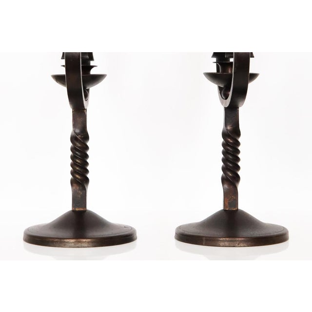 French Brown Wrought Iron Candelabras by Charles Piguet, 20th Century, Set of 2 For Sale - Image 10 of 16