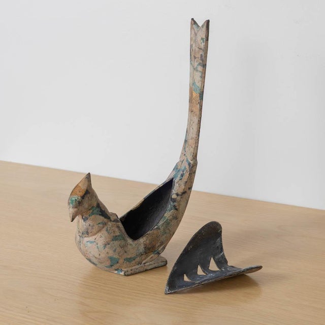 Metal Late 19th Century Large Japanese Sculptural Bronze Bird For Sale - Image 7 of 10