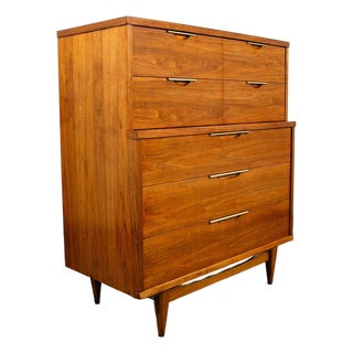 Mid Century Modern Dresser Highboy Kent Coffey Tableau 5 Drawer Walnut Vintage For Sale