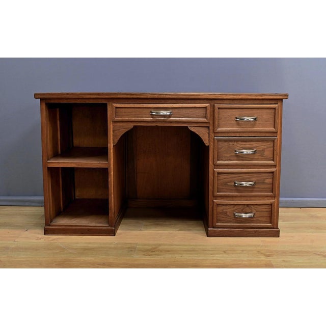 This small all-sided desk from the Art Deco period has a central drawer with a chrome-plated metal pull handle, as well as...