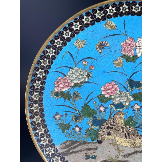 Antique Japanese Bronze Cloisonné Plate, 1890s For Sale - Image 4 of 10