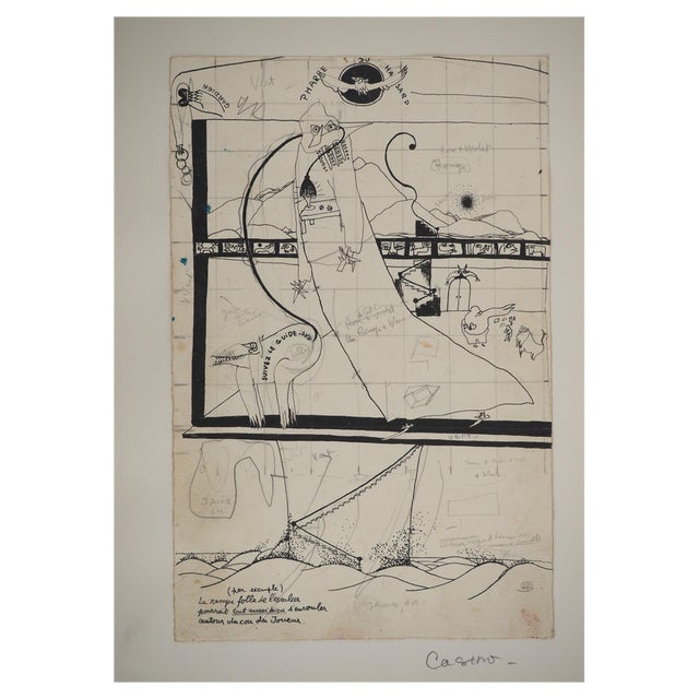 Jean-Claude Silbermann, Sneaky Signs, Casino, Original Ink Drawing For Sale