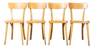 French Blonde Bentwood Dining Chairs from Baumann, 1950s, Set of 4