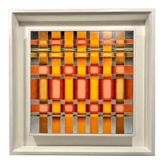 2011 Original Painting on Panel Weaving #16 (For David) by Mark Leonard 12"x`12" For Sale