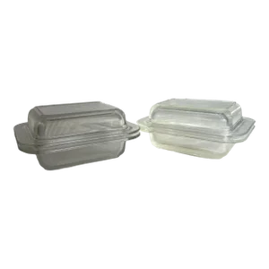 Mid 20th Century Glass Refrigerator Dish Large - a Pair