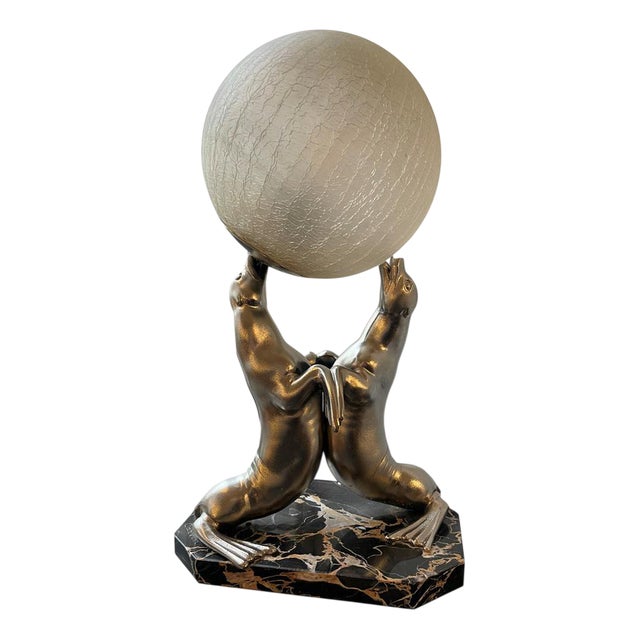 Art Déco Seal Table Lamp by Carvin For Sale