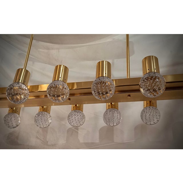 Transparent Murano Glass and Brass Chandelier with Pendants, 2000s For Sale - Image 6 of 10