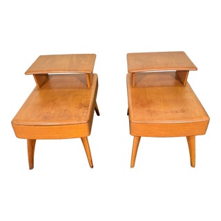 Mid 20th Century Mid-Century Modern Two Tier End Tables by Heywood Wakefield - Set of 2 For Sale