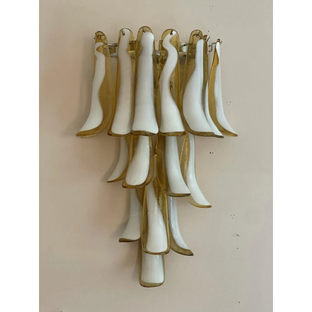 Amber Murano Glass Wall Lamps from Mazzega, Set of 2 For Sale - Image 6 of 6