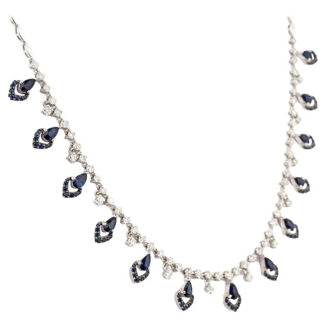 Early 21st Century Natural blue sapphire 2.85cts & diamond 1.93cts necklace in 18k gold For Sale - Image 5 of 18