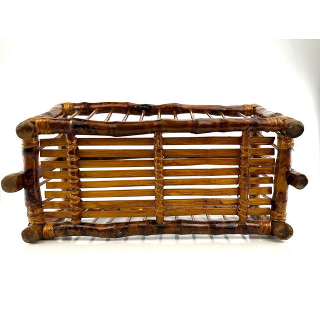1960s Mid Century Italian Burnt Tortoise Bamboo Magazine Rack For Sale - Image 12 of 12