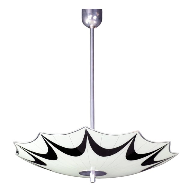 Mid-Century Glass Hanging Pendant Lamp, 1958 For Sale