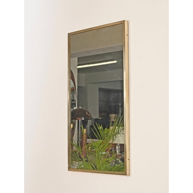 Large Mid-Century Modern Italian Brass Rectangular Wall Mirror, Italy, 1950s For Sale - Image 3 of 12