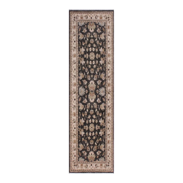 Boho Chic Ziegler Gray/Ivory Wool Runner Rug- 2'7'' X 8'2'' For Sale
