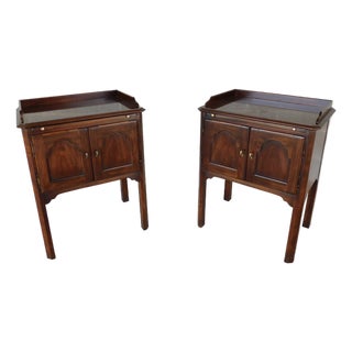 Drexel Furniture Vintage Cherry Georgian Style Nightstands - A Pair For Sale