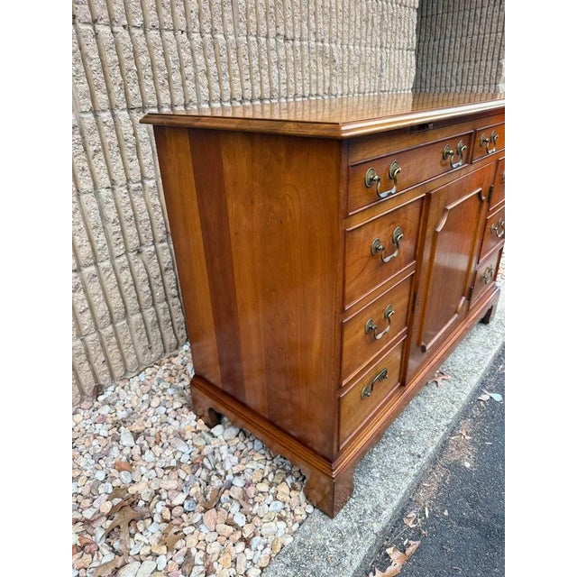 Vintage Leopold Stickley Furniture Georgian Solid Cherry Double Dresser Cabinet or Sideboard For Sale - Image 10 of 12