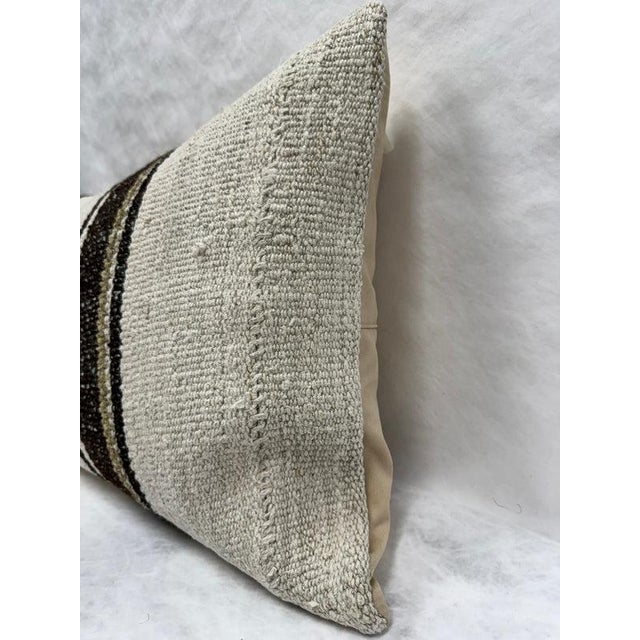 Contemporary Turkish Hemp Pillow Cushion Natural Brown Beige Pillow Cushion Cover 16" x 24" For Sale - Image 3 of 4