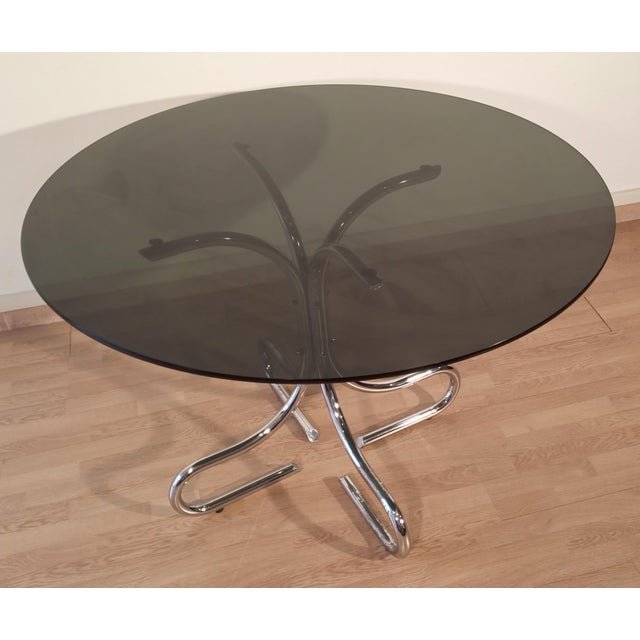 Vintage Italian Smoked Glass Chrome Coffee Table, 1970s For Sale - Image 4 of 18
