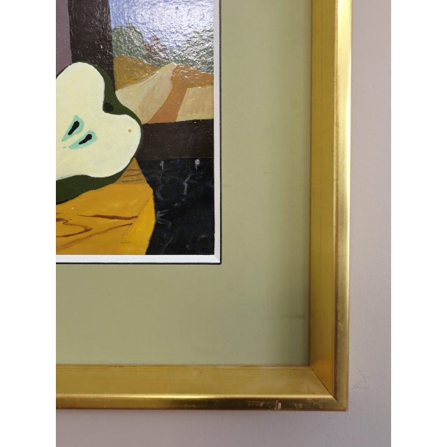 Mid Century Modern 'Tabletop With Pears' Vintage Original Still Life Tempera Painting by Swedish Artist Eric Cederberg (1897-1984), Framed For Sale - Image 6 of 12