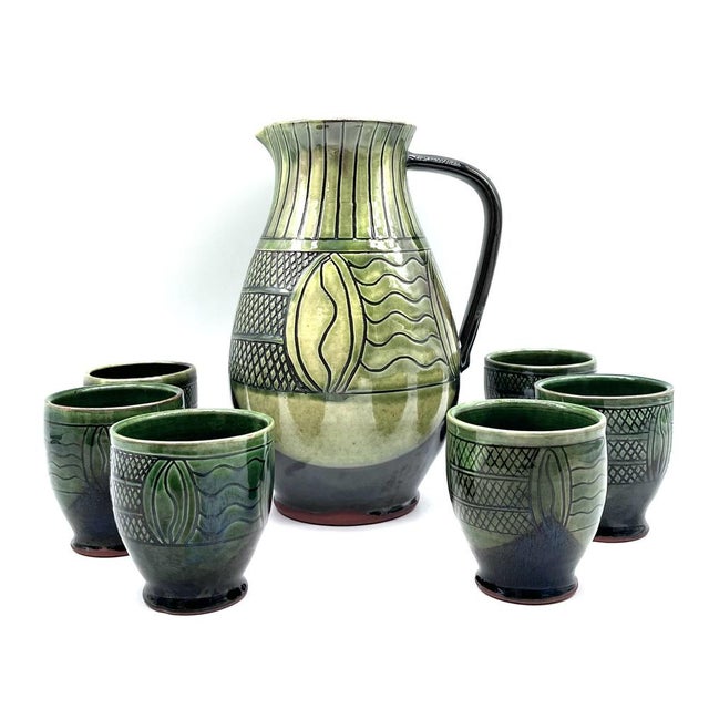 About the object this striking 7-piece ceramic set is an outstanding example of italian studio ceramics from the mid-...