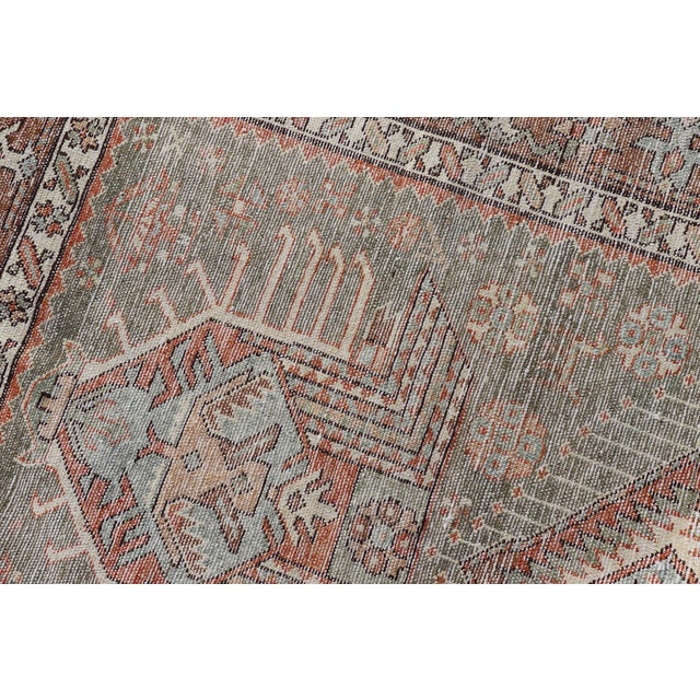 Antique Persian Long Serapi Runner With Multi Medallions in Green, Blue, Orange For Sale - Image 14 of 14
