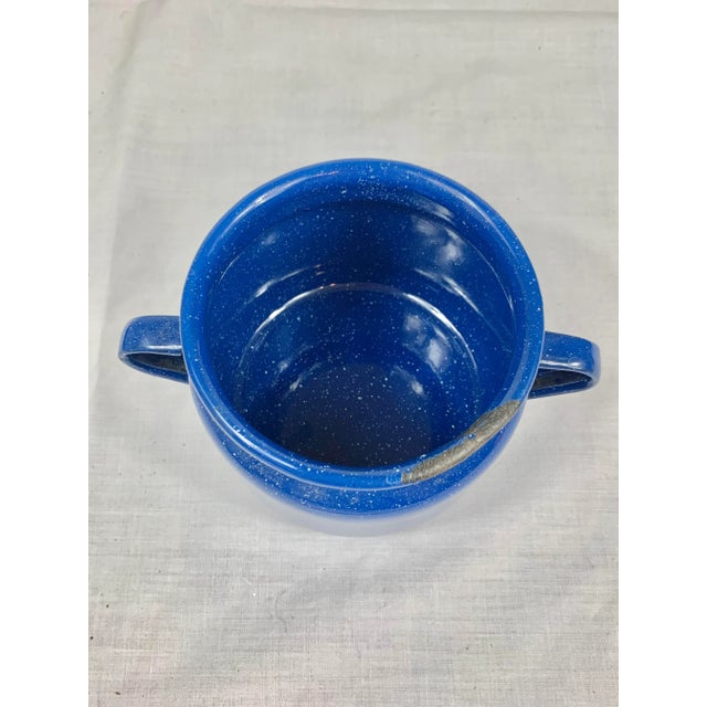 Metal Vintage Late 20th Century Small Enameled Pot For Sale - Image 7 of 8